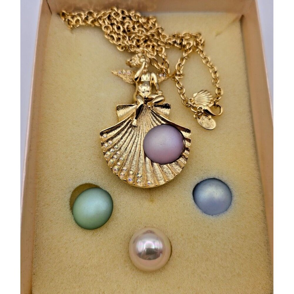 Kirks Folly Whispering Angel Interchangeable Seashell Brooch Pendant Necklace